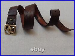 Vtg Soviet Army General's Belt Real Leather Russian Military Buckle Uniform USSR