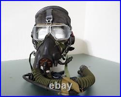 Vtg Soviet fighter pilot Air Force leather Helmet Oxygen Mask Military Cosplay