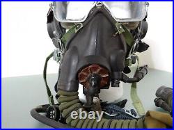 Vtg Soviet fighter pilot Air Force leather Helmet Oxygen Mask Military Cosplay