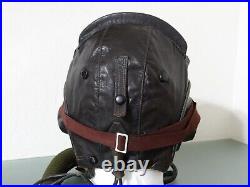 Vtg Soviet fighter pilot Air Force leather Helmet Oxygen Mask Military Cosplay